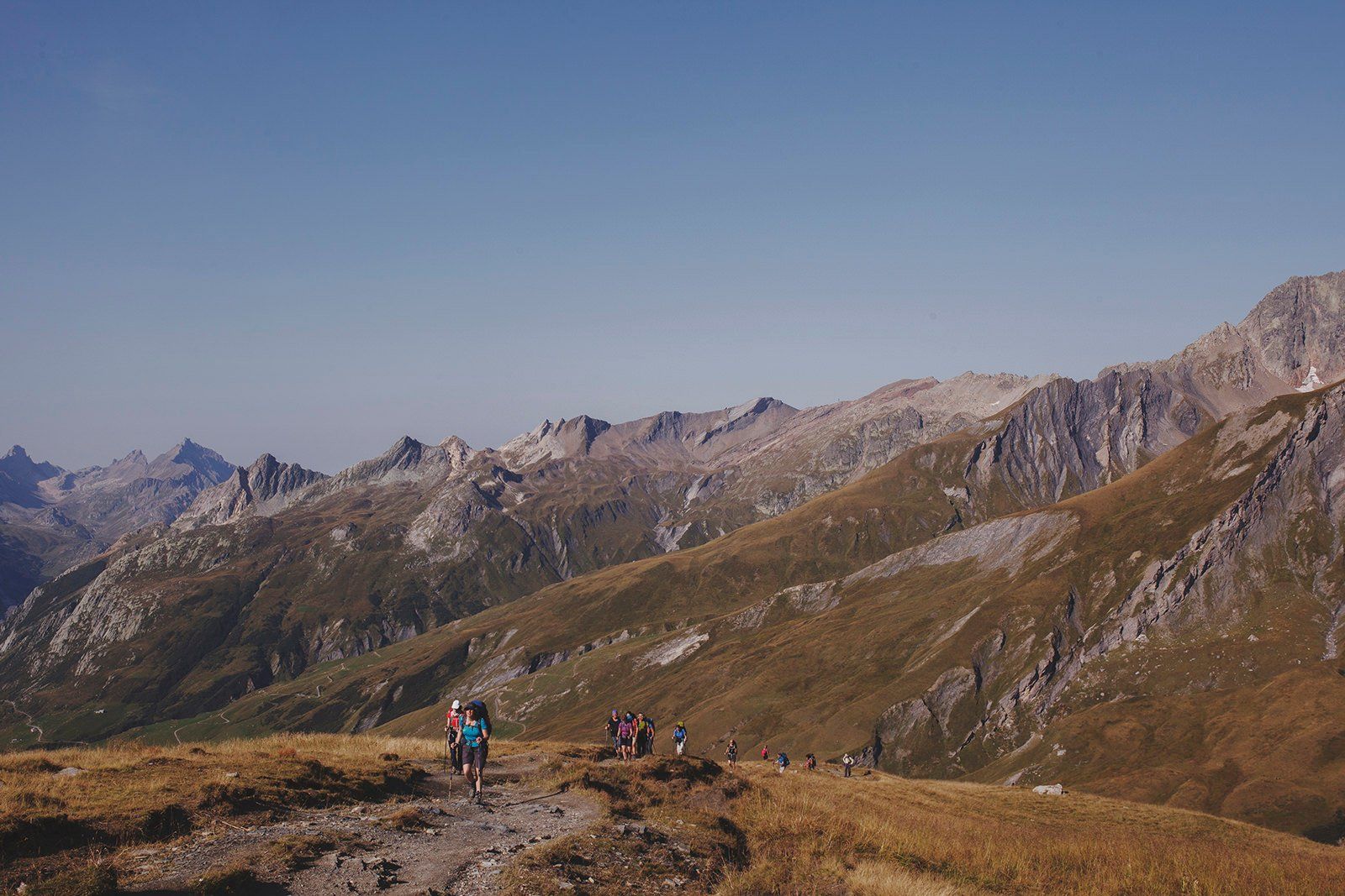 Hikers Near The Mountain Pass