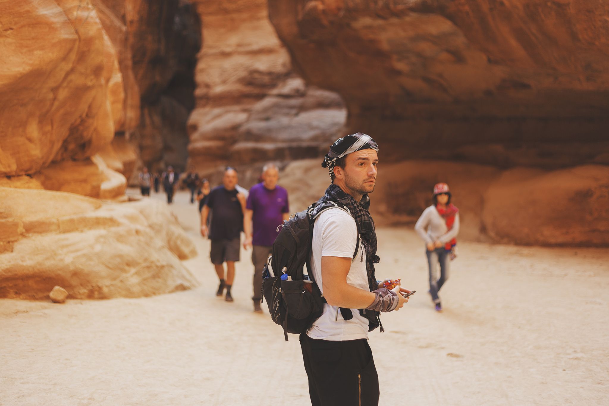 Man Posing Near Entrance to Petra